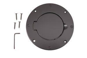 Jeep Wrangler Fuel Door Cover - Rugged Ridge - Non-locking, Billet Style - Black - `97-`06